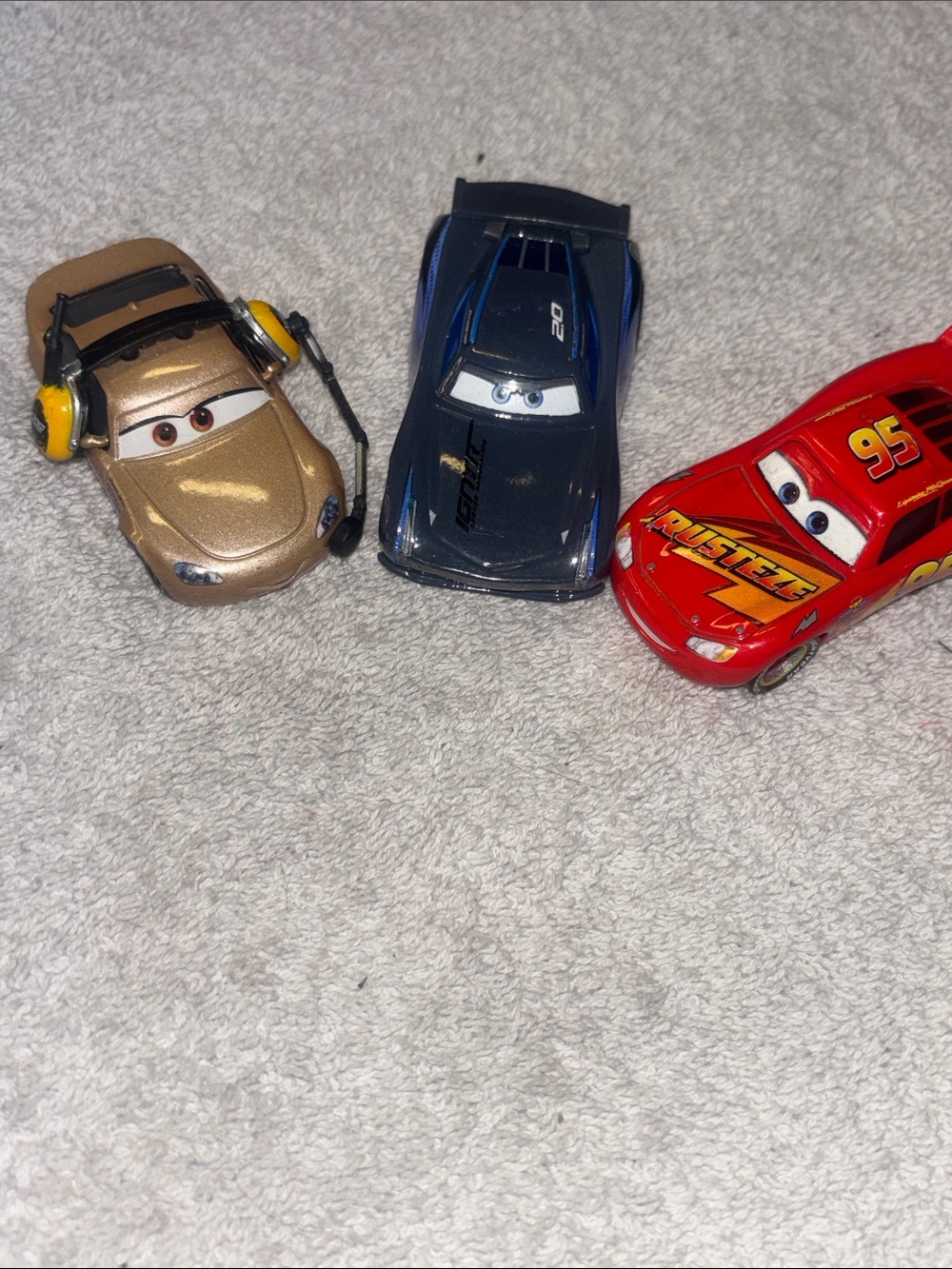 Mattel Cars Die-Cast Trio - Gold, Navy Blue & Red Race Cars